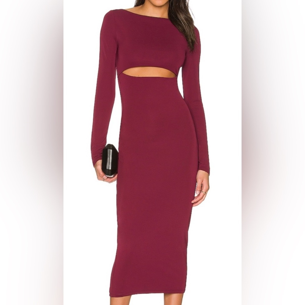 NWT Revolve x Not Yours to Keep Amori Cut-Out Midi Dress in Red‎ Merlot - S
